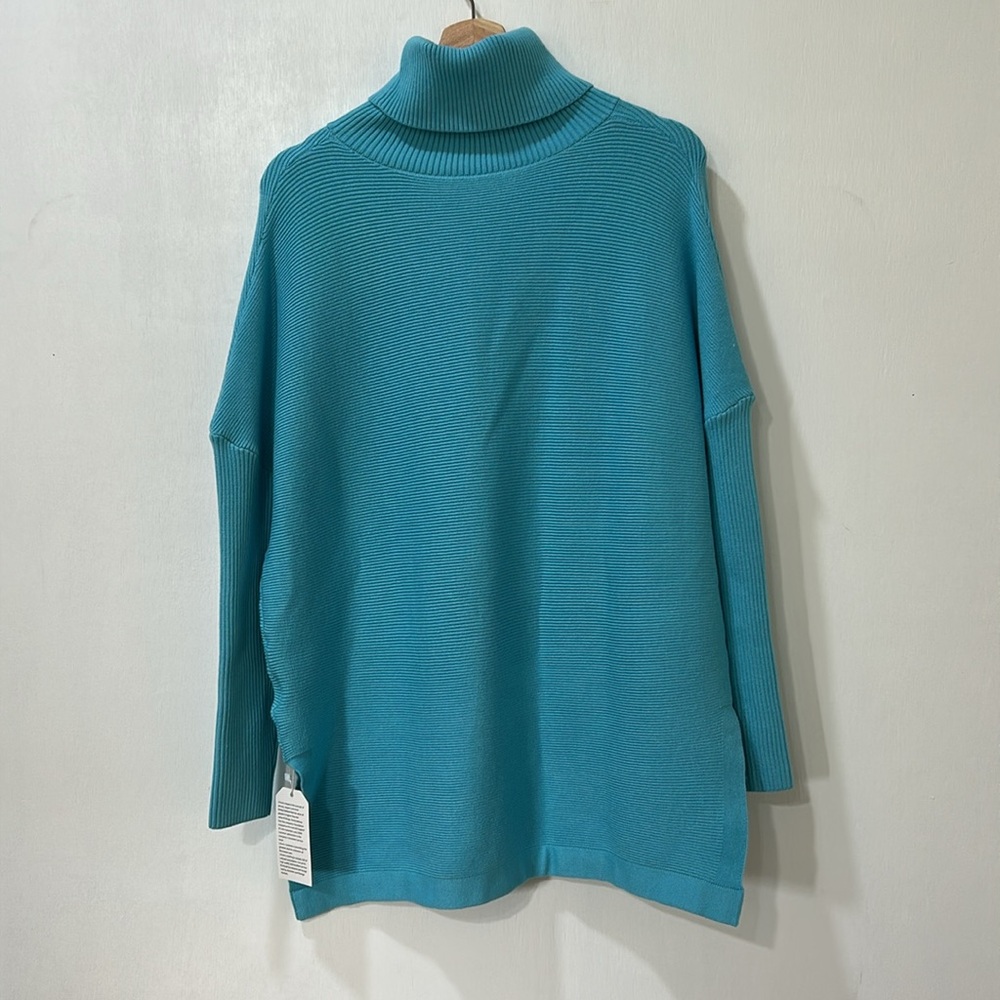 LILLISURY WOMENS RIBBED TURTLENECK SWEATER BABYBLUE Sz MD NEW - Picture 2 of 12